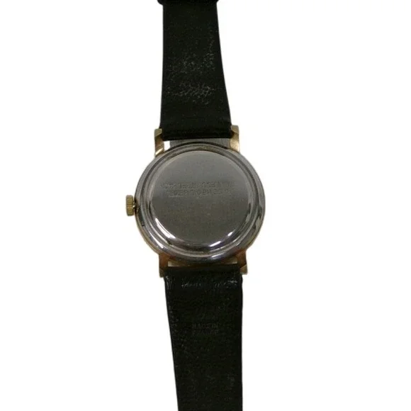 Mid Mod Endura Swiss Made Gold Tone Black Face Dot Dial  display picture 3